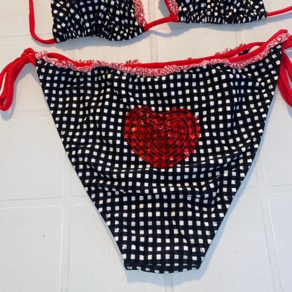 Aqua Rose Bikini set with sparkly Red Heart - Picture 2 of 2